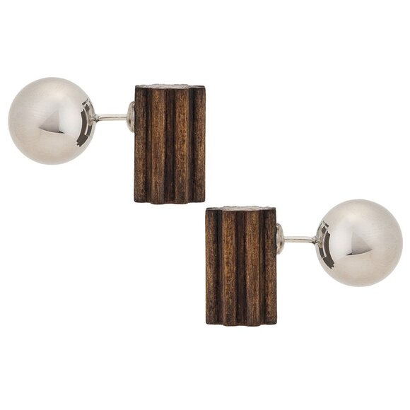 Jacquemus Jewelry - NWT JACQUEMUS Les Boucles Perlina in Silver & Brown new earrings FWRD